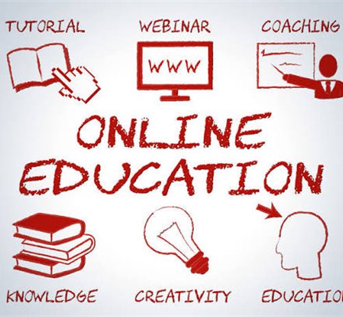 Sharda Online campus building with Online Mode badge for distance learning and online education